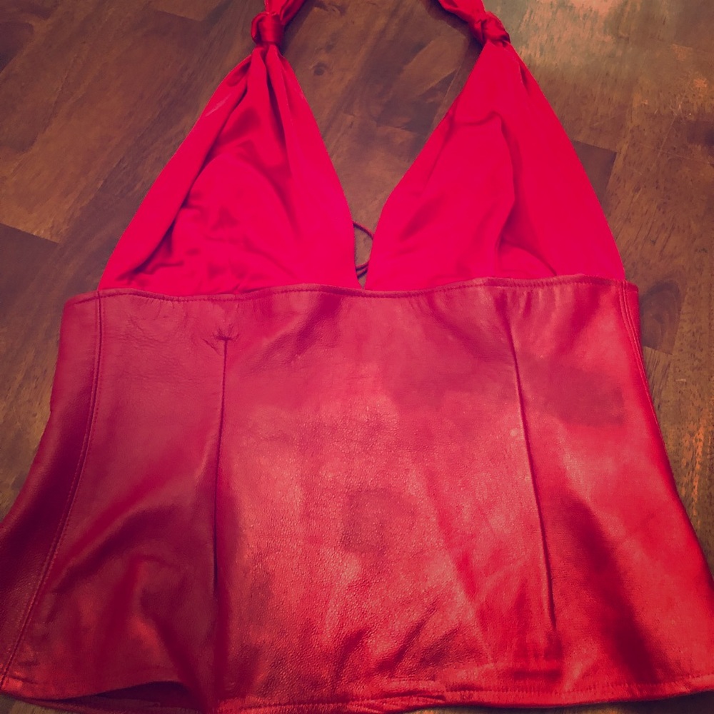 Silk and leather corset halter sexy top